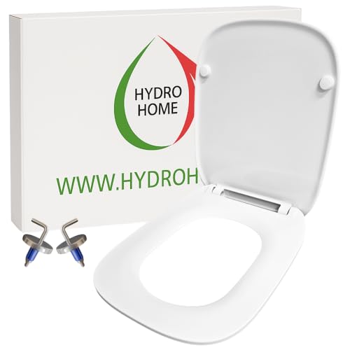 HYDRO HOME Copriwater Pozzi Ginori Fantasia 2 SLIM Compatibile, Tavoletta Wc In Plastica Termoindurente Con Cerniere Regolabili,Asse Wc Colore Bianco MADE IN ITALY (CHIUSURA CLASSICA)