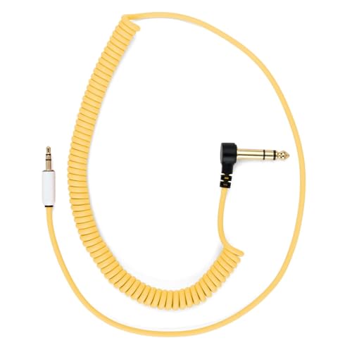 MyVolts Candycords Stereo Pedal to Synth Cable, Low Profile Large Stereo Jack to Straight mini Stereo Jack, Curly 65cm to 100cm, Pineapple Yellow image 5