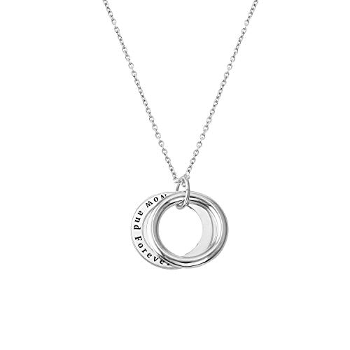 OAK & LUNA - Personalized Hidden Message Engraved Ring Name Necklace - Custom Nameplate Pendant - 18K Gold Plating, Rose Gold Plating, 925 Sterling Silver, Gold Vermeil - Dainty Jewelry Gift for Her, Women For Mother's Day, Christmas, Birthday, Summer Gift