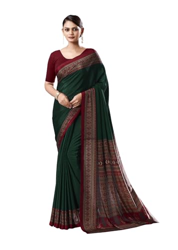 Image of Jaanvi fashion Women's Crepe Silk Saree with Unstitched Blouse Piece | Soft Lightweight Traditional Ethnic Wear Saree for Party, Wedding, Festival