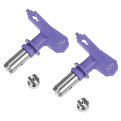 sourcing map 2pcs Reversible Spray Tips for Airless Sprayer 209 Paint Spray Nozzle Tips Sprayer Machine Parts for Home Garden Building Fences, Purple