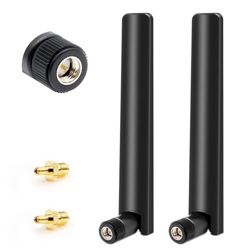 Lot de 2 antennes 5G LTE, amplificateur de signal 4G 12 DBI - Fiche SMA - Antenne réseau omnidirectionnelle - Antenne Wi-Fi - 600-6000 MHz - Pour routeur, ordinateur de bureau, carte PCI-E, caméra IP