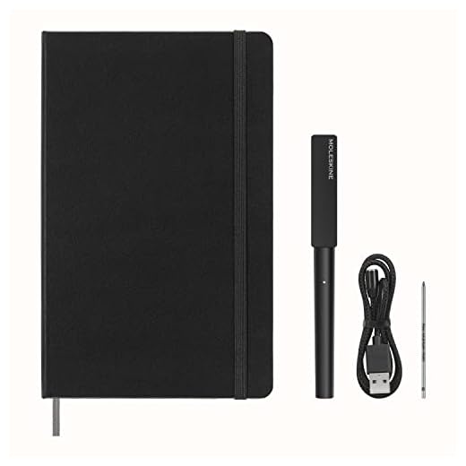 Moleskine Smart Writing Set, Smart Notebook mit Smart Pen, Digitales Notizbuch mit Linierten Seiten, Groß, 13x21 cm, Schwarz