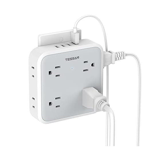 Multi Plug Outlet Splitter with USB, TESSAN Multiple Outlet Extender with 4 USB Wall Charger, Widely Spaced 8 Electrical Plug Expander Surge Protector for Home Kitchen Dorm Room Office
