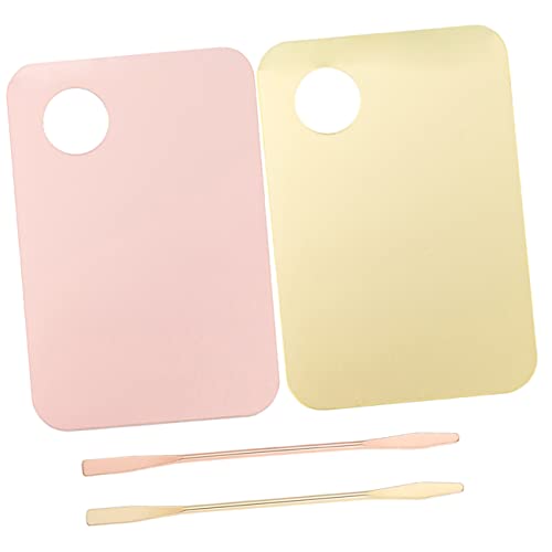 ARTSEWPLY 2Set Acrylic Makeup Mixing Palette Professional Foundation Plates with Spatula Lightweight Compact Cosmetic Mixing Tray for Accurate Color and Easy Cleaning