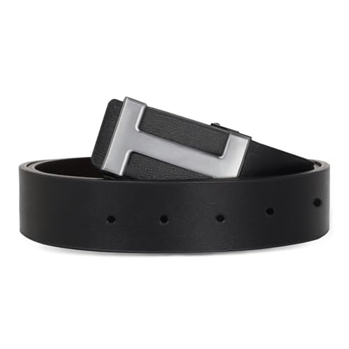 Aurolran Men&Womens Leather Dress Belt Business Automatic Buckle Belt Color-Black Silver Gold