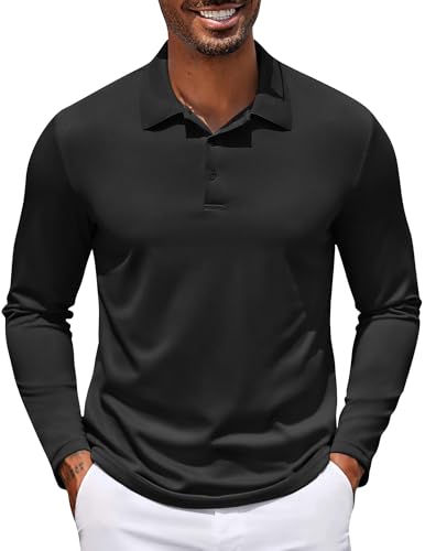 COOFANDY Polo Shirts for Men Long Sleeve Quick Dry Golf Shirts with Collar UV Protection Shirts...