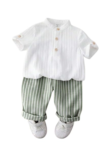 styledexona Boy Outfit Mandarin Collar Shirt with Striped Pants | Summer Comfort Clothing Set for Boys - Review, Price and Buying Guide