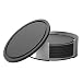 Vremi Drink Coasters Set of 6 with Holder - Round Black BPA Free Silicone with Stainless Steel Coaster Case - Fits Any Size Cup Mug or Glasses to Protect Furniture from Water Marks Scratch and Damage