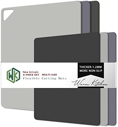 Plastic Cutting Boards for Kitchen, WK Flexible Cutting Board Set of 6, Non Slip Cutting Mats with Hole, BPA Free, Dishwasher Safe, Multi Size