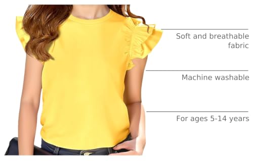 Image of Haloumoning Girls T Shirts Double Layer Ruffle Short Sleeve Kids Summer Crewneck Tunic Tee Tops 5-14 Years