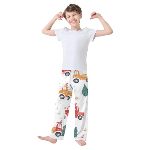 ZZXXB Xmas Truck Boys Long Pants Soft Trousers Elastic Waist Kids Lounge Bottoms with Pockets S-XL3