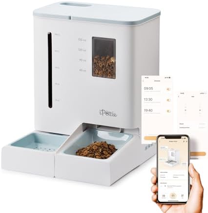 iPettie FW54 5G/2.4GHz WiFi Automatic Feeder and — shown in a real home setting for scale