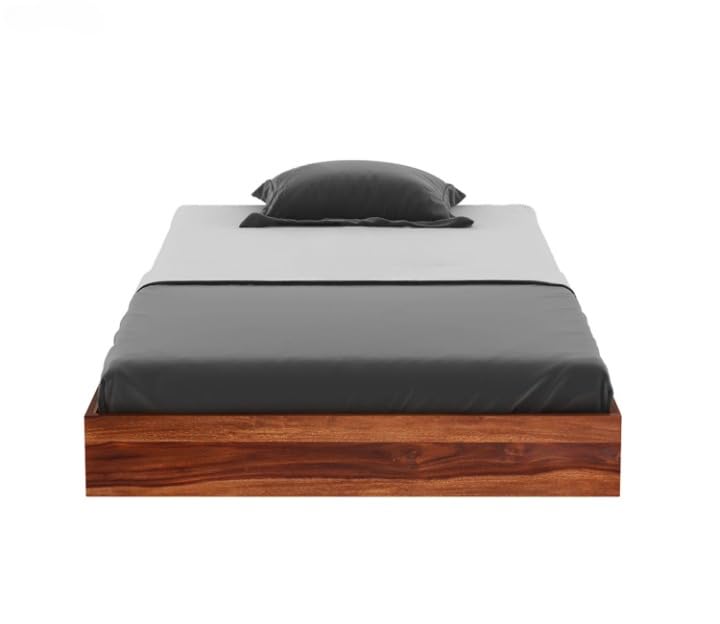 Image of SUNCOM Sheesham Wood Low Height Double Size Bed Without Storage Wooden Palang Furniture Solid Wood Cot for Bedroom Living Room (Natural Finish)