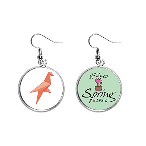 Pendientes de primavera con pájaro rojo de origami para diario