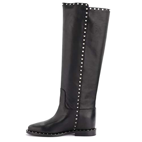 VIA ROMA 15 Stivali Neri in Pelle con Borchie