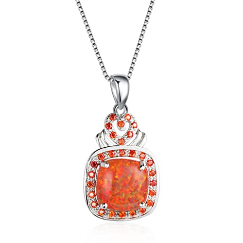 Collier opale de feu orange et argent 925 pour femme