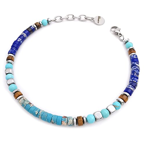 Bracciale da uomo con pietre naturali dure occhio