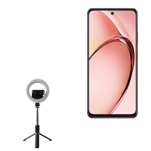 BoxWave Stand and Mount Compatible with Oppo A3x 4G - RingLight SelfiePod, Selfie Stick Extendable Arm with Ring Light - Jet Black