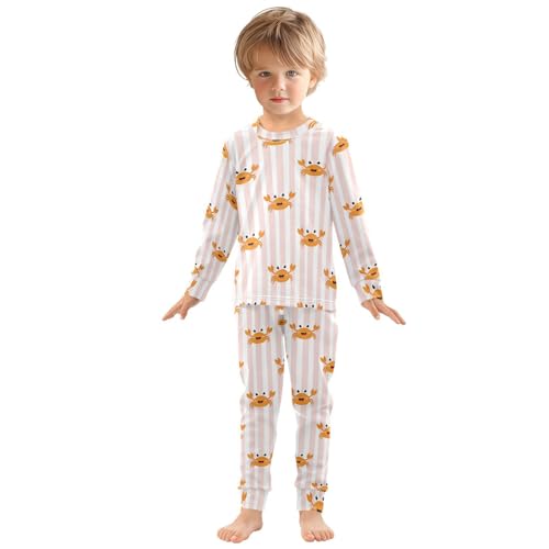 Pajama Sets Long Sleeve Crab Pattern on Stripes Soft Comfy Sleepwear 2 Piece PJS 3-8T2
