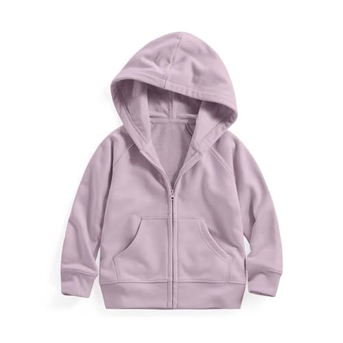 Girls Boys Hooded Jackets Sherpa Lining Zip Up Coat Outerwear Solid Color Cute Sweatshirt Jackets Clothes With Pockets