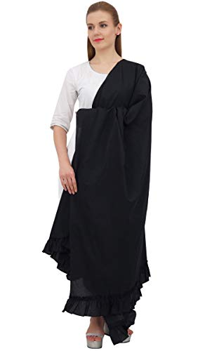 Indian Neck Wrap Cotton Dupatta Women Ethnic Chunni Ruffled Scarf4