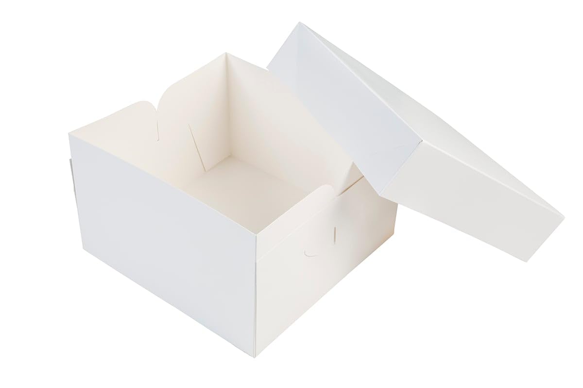 BrandNewCake® Caja para Tartas - 25x25x15 cm - Pack de 50 Cajas de Cartón para Tartas - Color Blanco