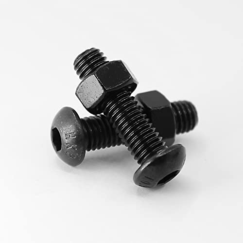 (40 Sets) M6 x 10mm Screws and Nuts Set Half Head Hex Socket Screws 10.9 Grade Alloy Steel Full Thread, Black - Image 4