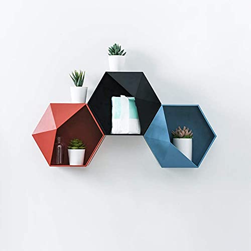 Bathroom Shelves Floating Shelves Wall Mounted Hexagonal Shelf Storage Shelves Diy Wall Decoration No Drilling For Bathroom Living Room Bedroom #TOP2