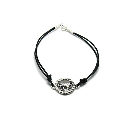 Bracelet Taureau argent 925 et cuir B000235, accessoire style urbain quotidien