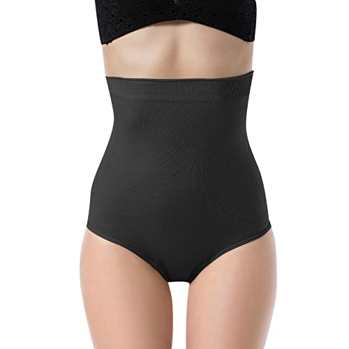 Braguitas de cintura alta para mujer, sin costuras, corpiño sin costuras, braguitas moldeadoras sin costuras para mujeres y ropa interior para mujer, color negro, Negro , XL