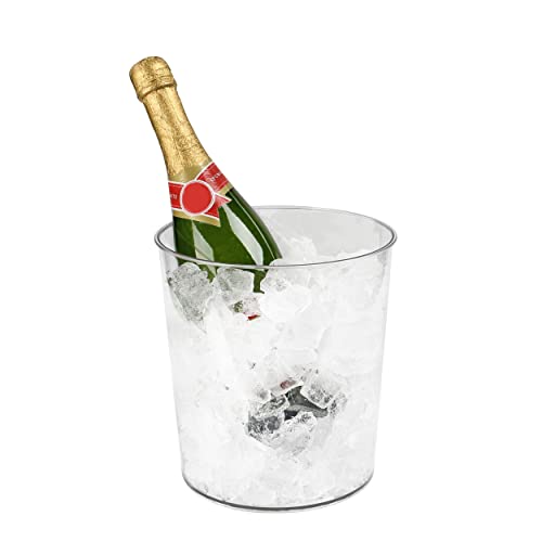 Spec101 Champagne Ice Bucket 6 Pack - Wine Bottle Chiller Beverage Tub Clear Plastic Ice Bucket Wine Buckets For Parties #TOP6