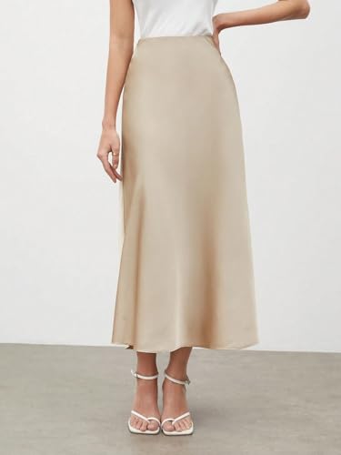 Women's Flowy Trendy Skirt High Waist Satin Skirt2