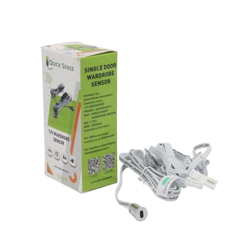 Quick Sense QS-WR11 Wardrobe Sensor | 12V-24V DC | Automatic Door-Activated Lighting | Single-Door Cabinet Light Switch | 120° Detection | 60W/120W Load Support