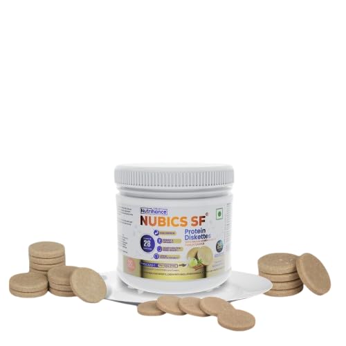 Jubilant Nutrihance Nubics SF Diskettes Healthy Snacks for Men and Women - 250 gm, High Protein (34%), Whey protein, casein with PDCAAS-1 Diskette, Essential Vitamins, Minerals, Prebiotic (FOS), Amla and Ashwagandha - Vanilla Flavor | 100% Veg-image-11