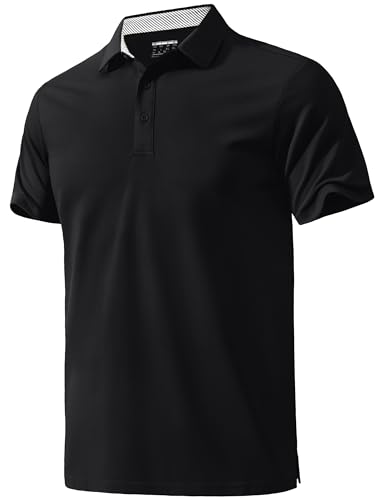 MAGNIVIT Mens Polo Shirts Short Sleeve Athletic Golf Shirts Moisture Wicking 3-Button Casual Cotton Collared Shirt