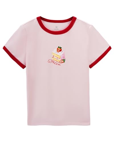 Image of Stelle Girls Graphic Tees Short Sleeve Girls Shirts Cute Tops Crew Neck Casual Basic Summer T-Shirt for Kids Teen 4-15 Years
