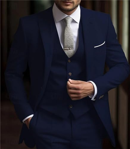 Men's Suits 3 Piece Slim Fit Suit Set,one Button Business Tuxedo Wedding Solid Blazer Jacket Vest Pants3