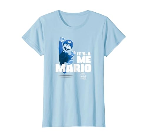 The Super Mario Bros. Movie It’s-a Me Mario Portrait Camiseta, Mujer, Azul Bebé, XL