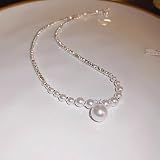 Vintage Faux Pearl Necklace for Women, Elegant Retro Design with Silver-Plated Hypoallergenic Chain, Classic Imitation Pearl Jewelry Gift for Her