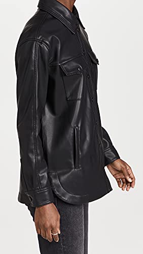 [BLANKNYC] Womens Women's Black Vegan Leather Shirt Jacket4