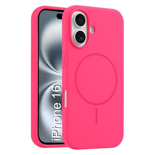 Image of LuxuryKase Silicone Magnetic Case for iPhone 16 | Soft Microfiber Lining | MagSafe Support | Shockproof Protective Cover | Precise Cutouts | Slim Fit Design - Pink