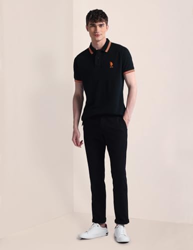 Image of U.S. Polo ASSN. Solid Slim Fit Polo T Shirts for Men - 100% Cotton, Half Sleeves Mens Tshirt
