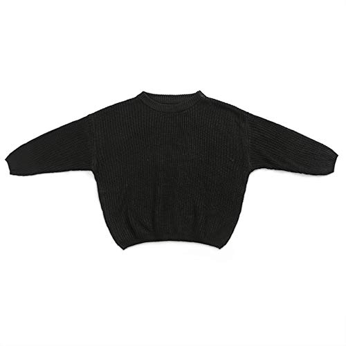 Toddler Baby Girl Boy Sweater Long Sleeve Warm Knit Fall Winter Pullover Tops Clothes Black 6-12 Months
