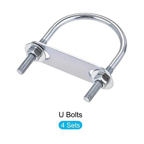 Image of METALLIXITY U Bolts 4 Sets (M6x50x80mm), Round U Bolt Steel with Accessories - for Construction, Pipe