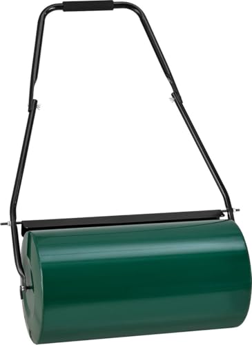 Juskys Rasenwalze Fritz 60 cm 48L / 60 kg, befüllbar mit Wasser / Sand, Schmutzabweiser & Griff Garten Rasen Walze Handwalze Rasenroller Gartenwalze