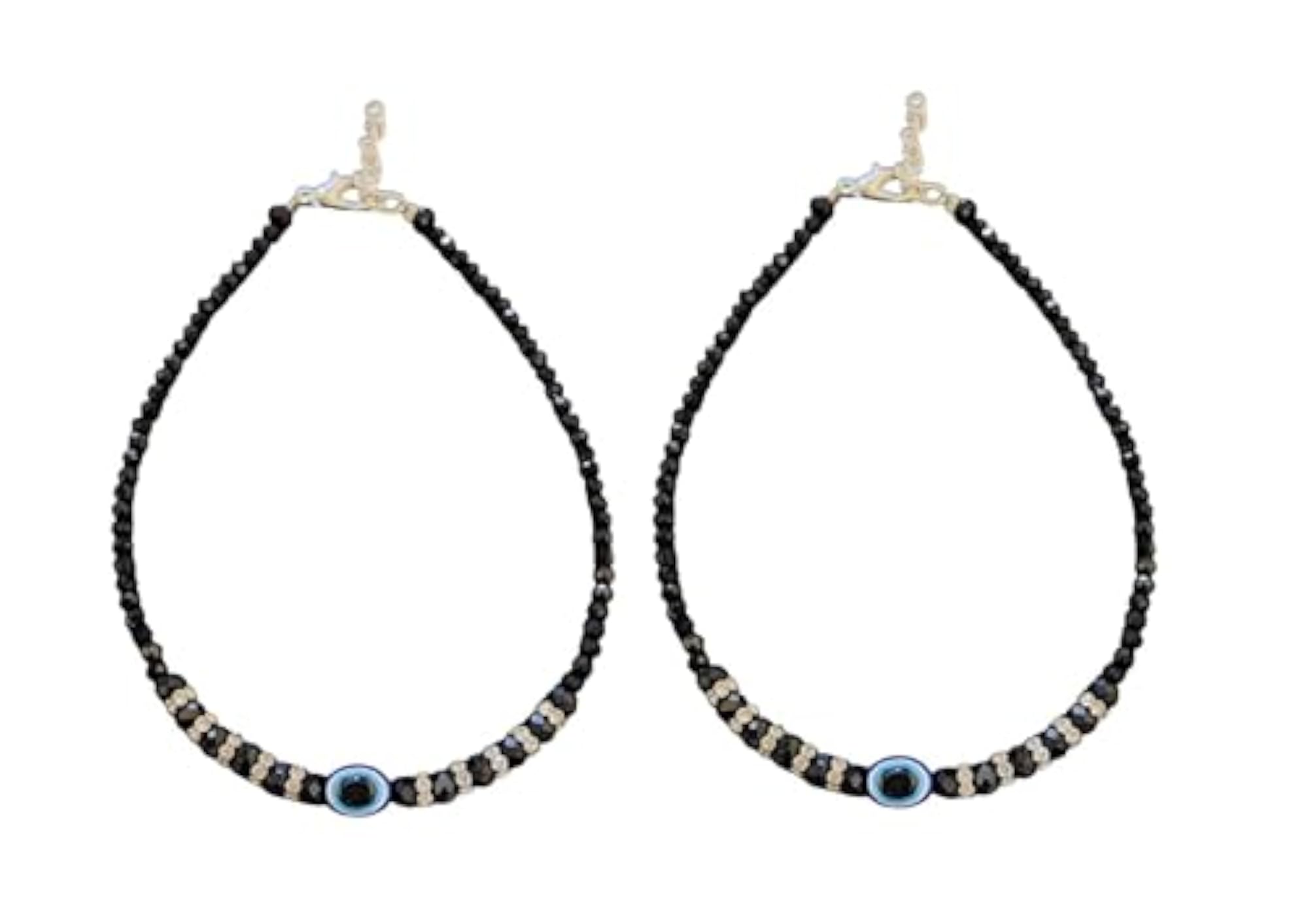 Crystal Beads Evil Eye Beaded Anklet Set, 2-Piece for Women