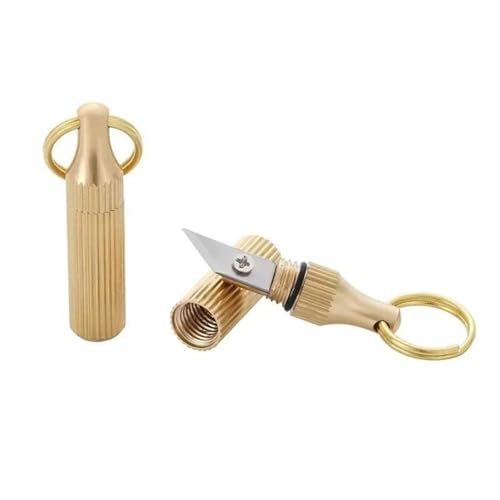 Mini Brieföffner Messer mit Schlüsselanhänger, Messing Anhänger Kapsel Messer, Tragbar für Pakete und Briefe (1)