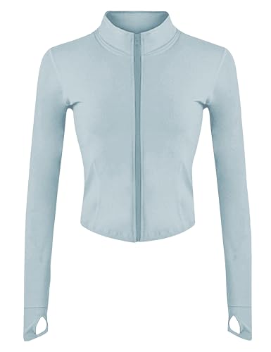 Lviefent Jaqueta feminina leve de corrida com zíper completo para treino slim fit yoga esportiva com