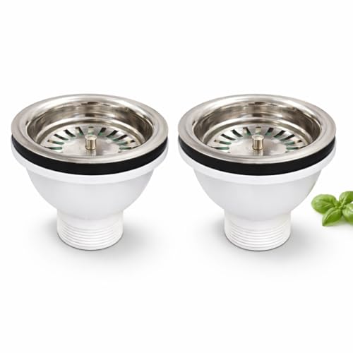 Image of Stainless Steel Kitchen Sink Waste Coupling Set For Kitchen /Utility| Sink-Mounted, Washable & Reusable, Heavy-Duty, Leak Rust Resistant Sink Drain | Easy Installation | Design (Pack of 2)